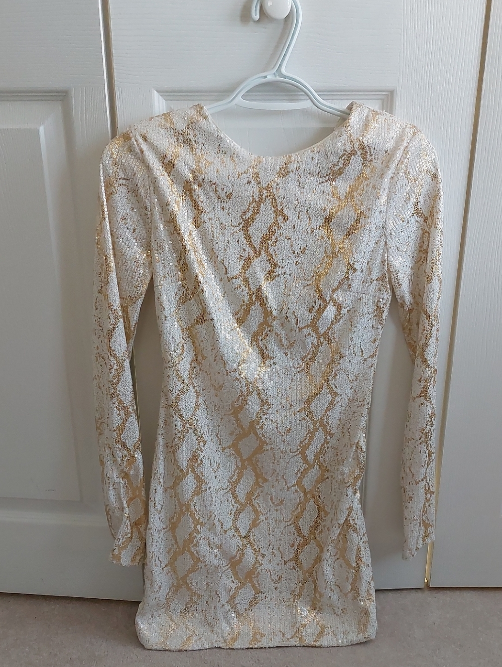 DO+BE White and Gold Sequin Mini Dress